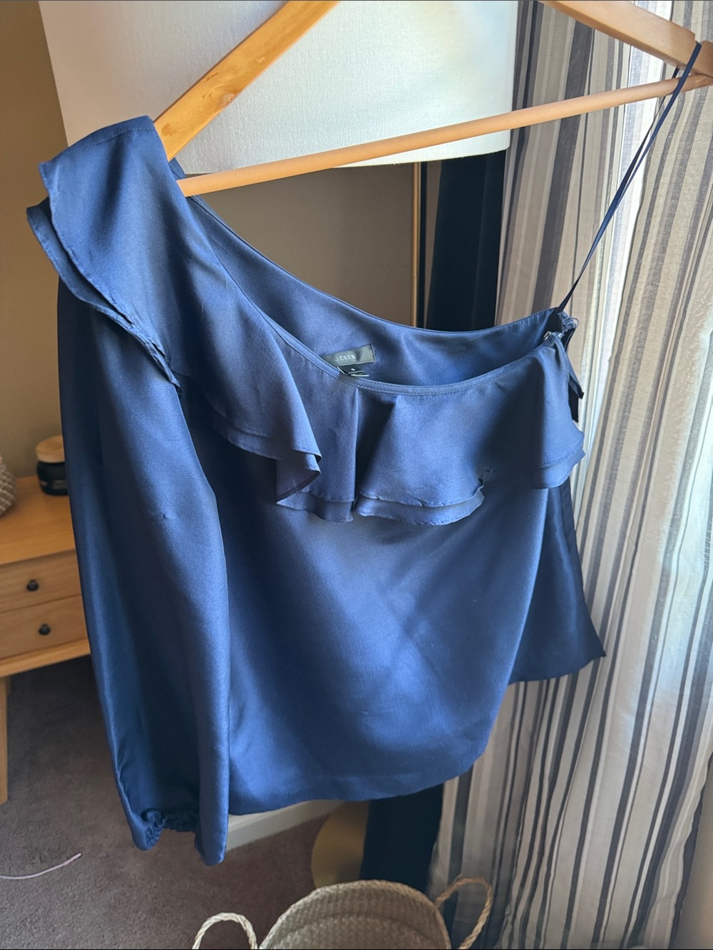 Navy One-Shoulder Ruffle 💯 % stylish top